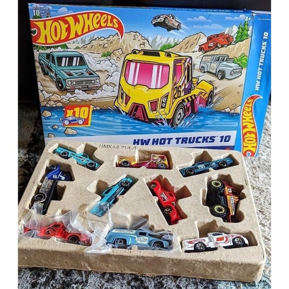 New 10-Pack, Set of 10 Toy Trucks in 1:64 Scale, Mix of Officially Licensed